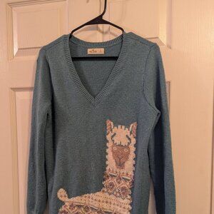 Size Large - Hollister - Teal Llama Sweater